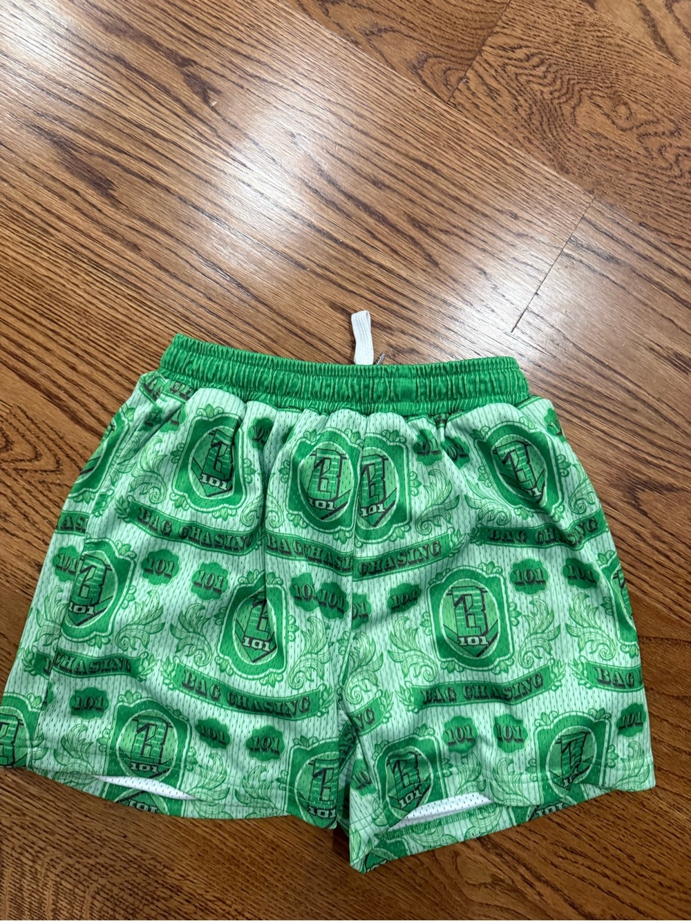Baseball lifestyle 101 Kids Green Novelty Print Shorts with Elastic Waist